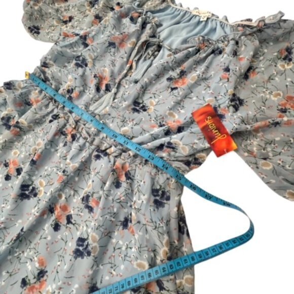 NWT Bailey Blue Blue Floral Tiered Flowy Feminine Mini Dress Juniors Size Medium - Picture 10 of 15